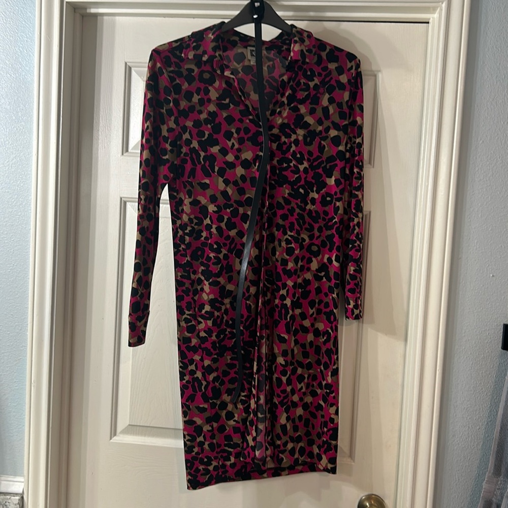 Anne Klein pink leopard dress